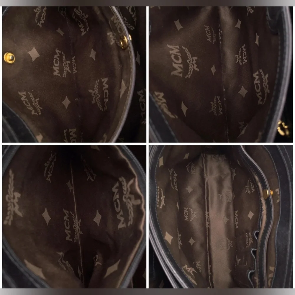 Authentic MCM Gold Hardware Leather Black 2Way Bag with crossbody strap - Picture 13 of 17